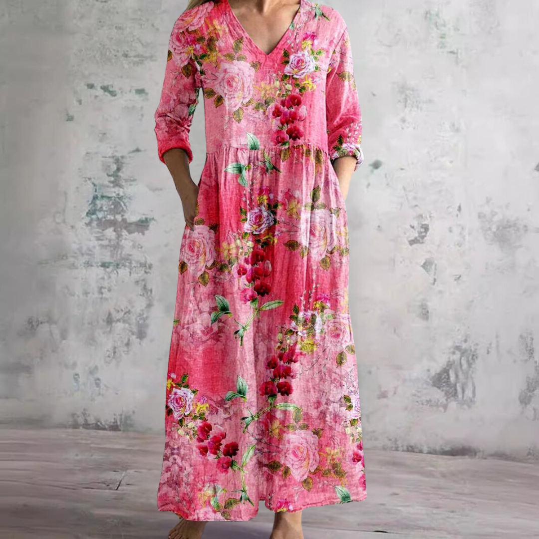 Floral V-Neck Dress Women |  Lightweight Day Dress