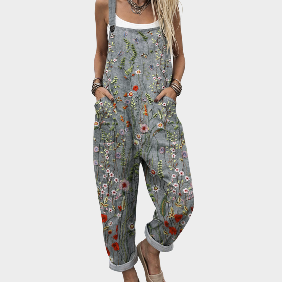 Darcy™ | Grey Floral Overalls