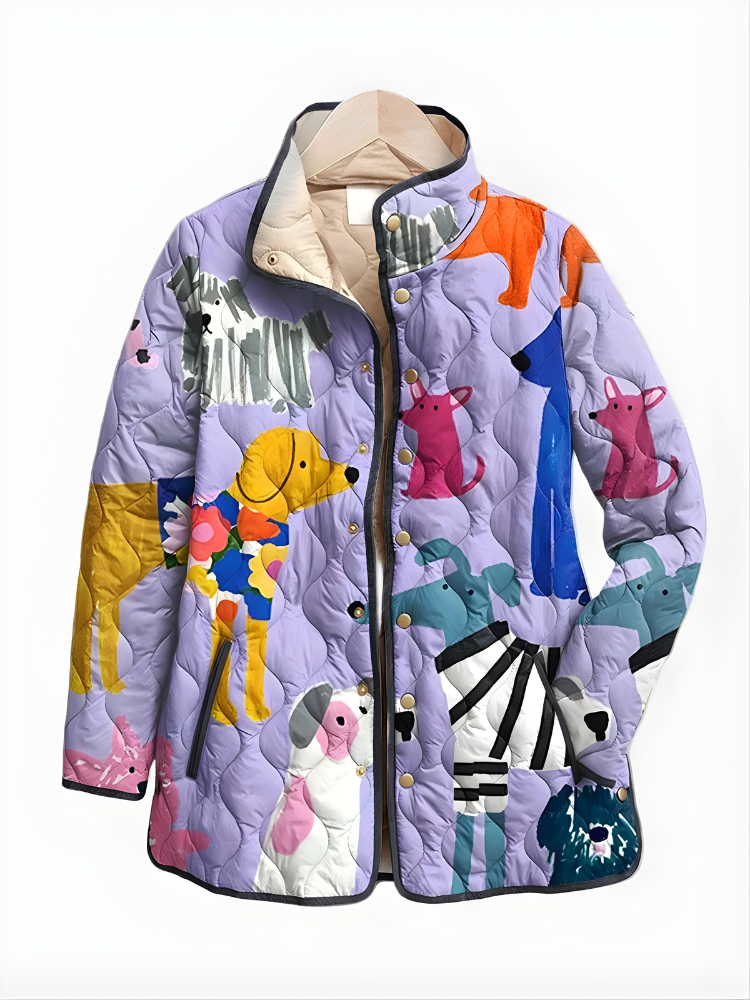 RAVEN™ | Casual Quilted Jacket with Dog Print