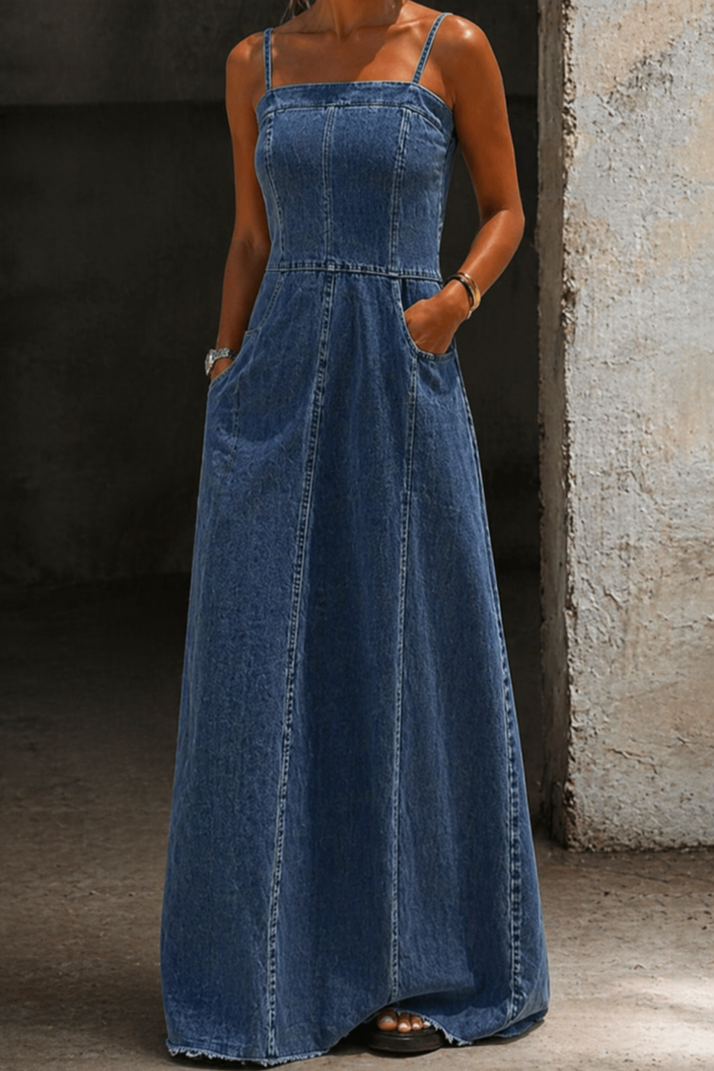 Hana | Vintage Denim Maxi Dress