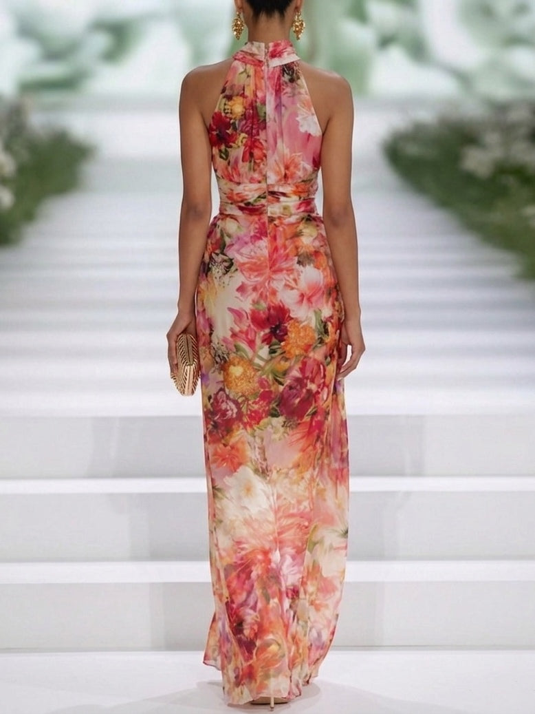 Fae | Red Floral Sleeveless Maxi Dress
