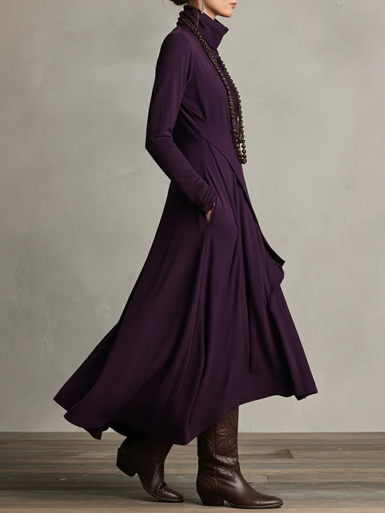 Arielle Vintage Asymmetrical Turtleneck Dress
