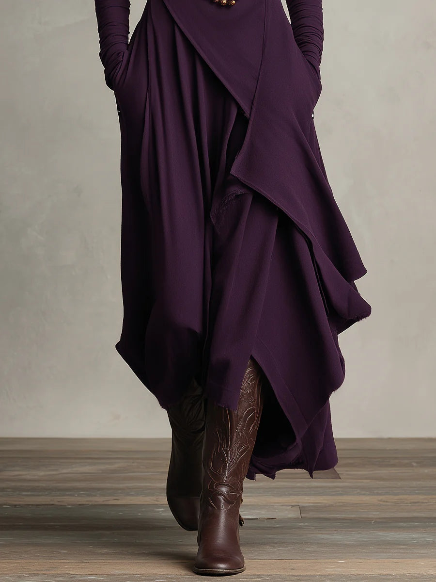Arielle Vintage Asymmetrical Turtleneck Dress