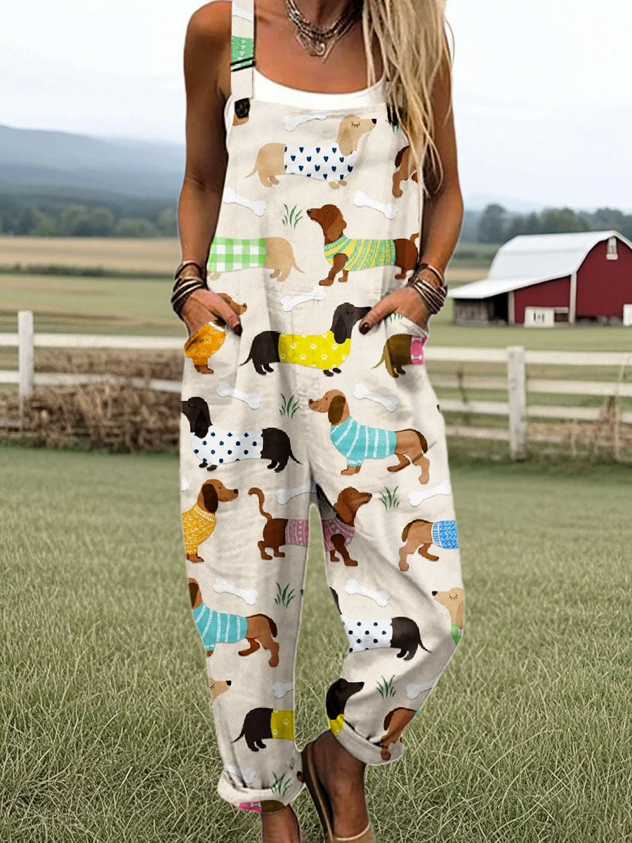 Agnes™ - Playful Dog Print Jumpsuit