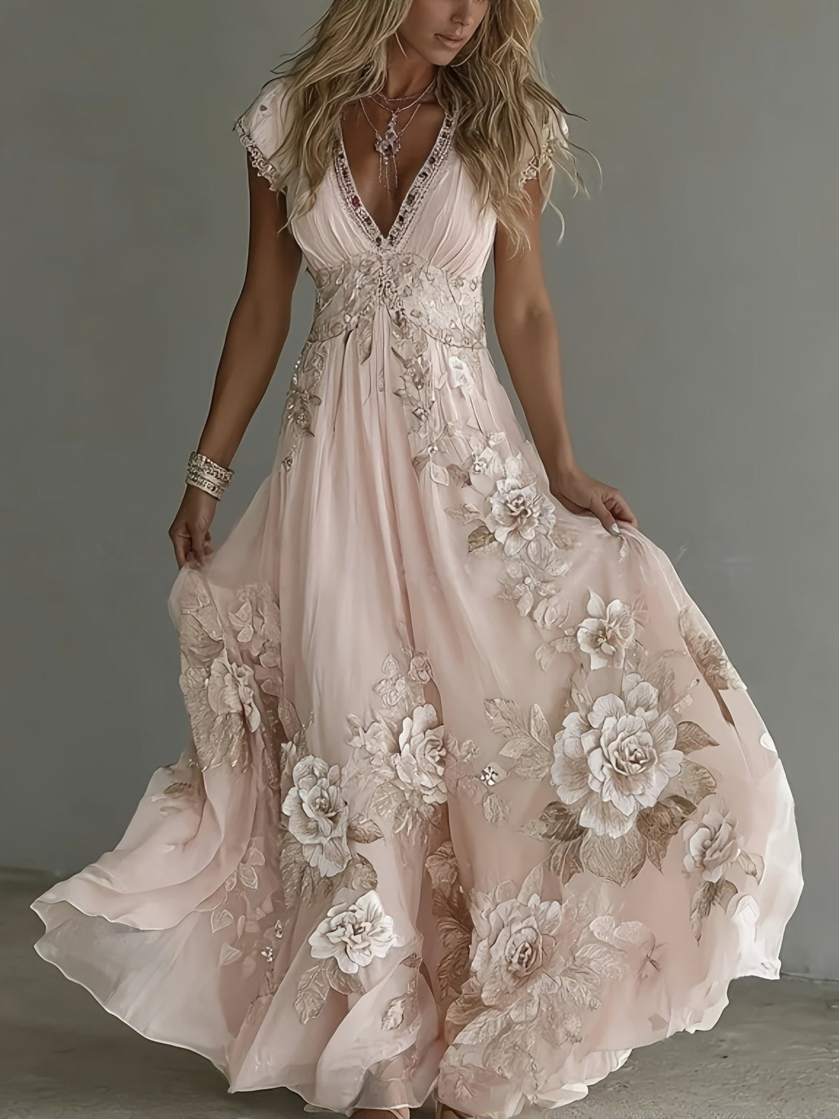 Linda | Short-Sleeved Maxi Dress