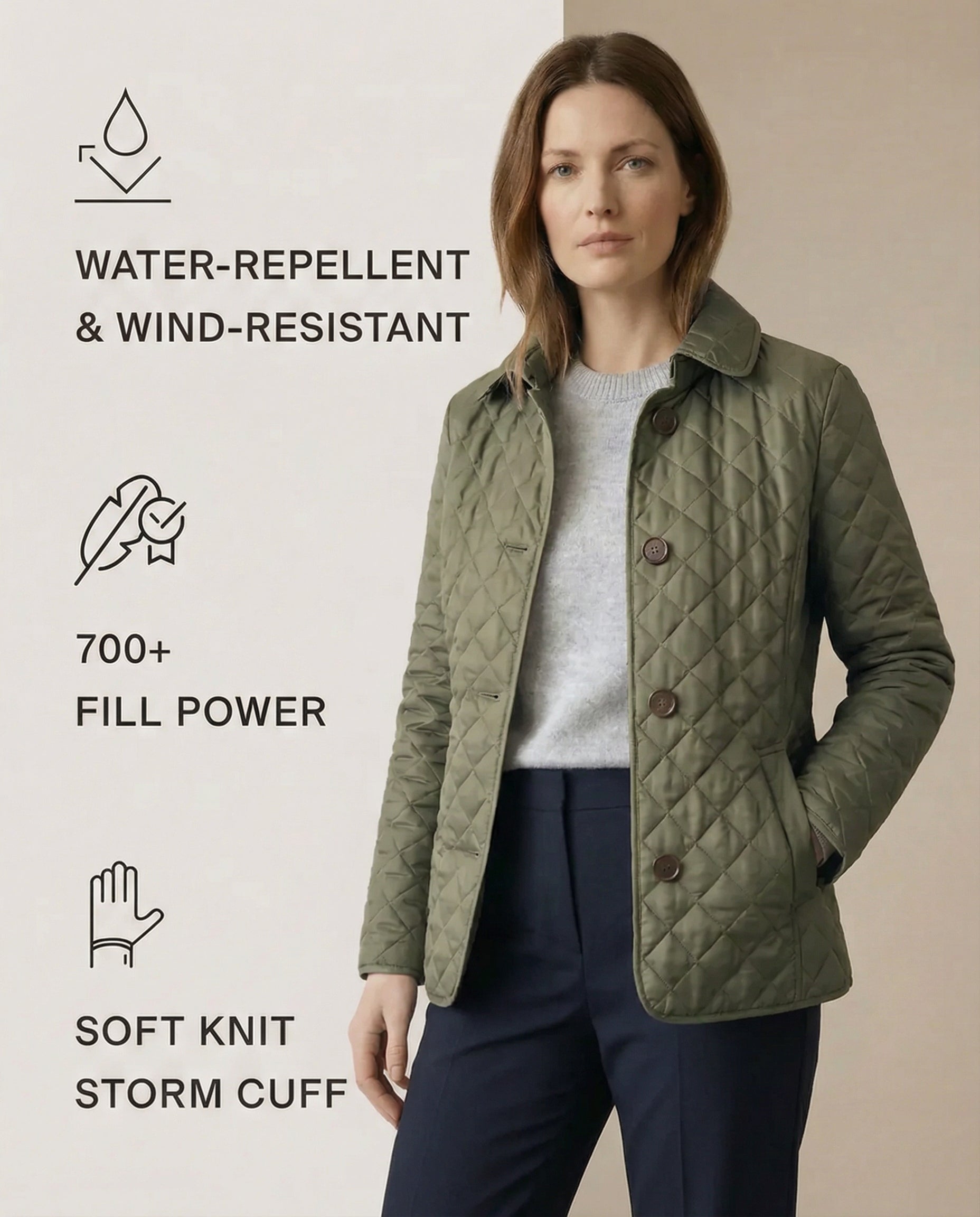 Olive™ Quilted Button-Up Jacket