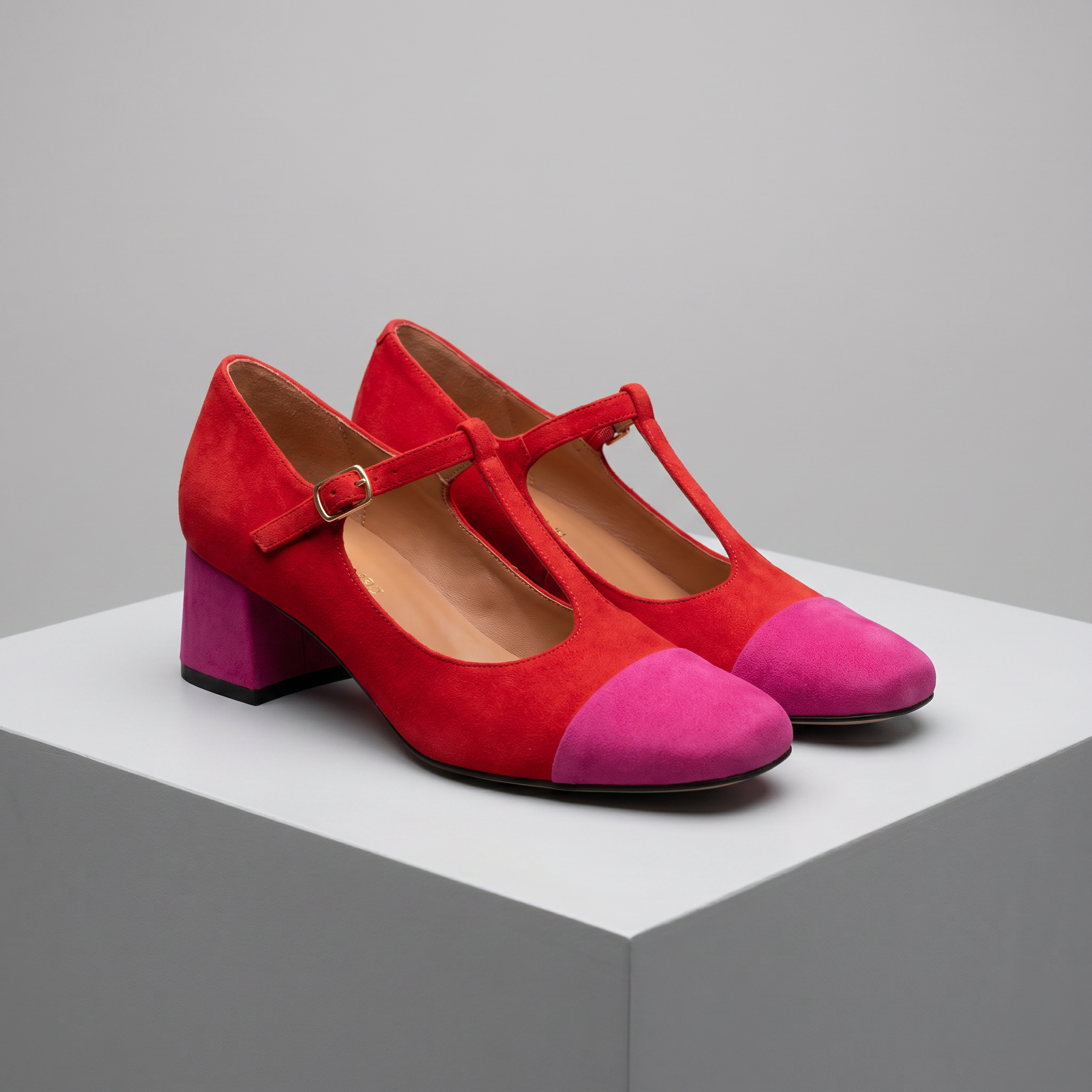 Hattie™ Two-Tone T-Strap Heel Loafer