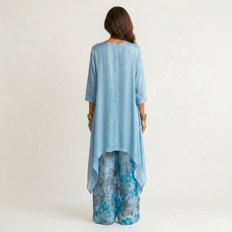 Cariola | Silk Two-Piece Set with Asymmetric Tunic