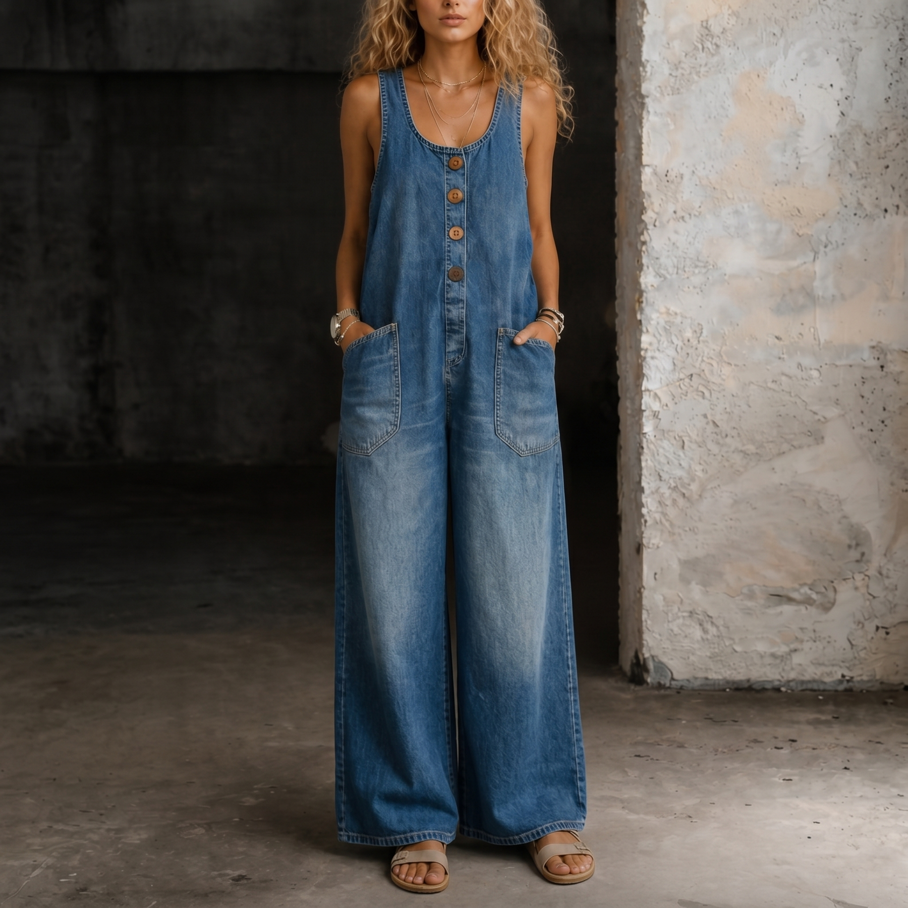 Jessica | Denim Overall Jumpsuit