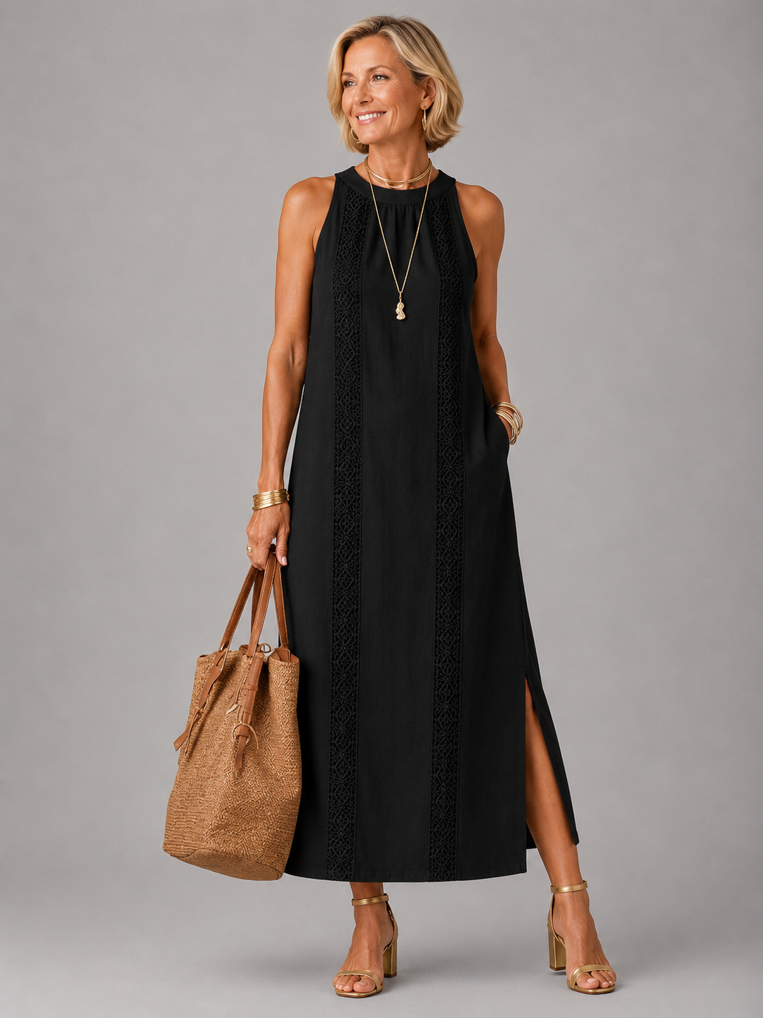 Emberly™ Relaxed Embroidered Midi Dress