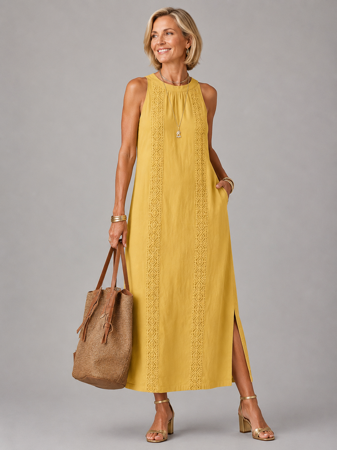 Emberly™ Relaxed Embroidered Midi Dress