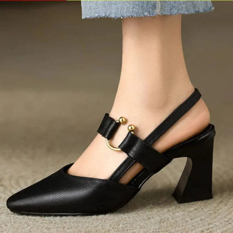 Lysandra - Elegant Leather Slingback Heels