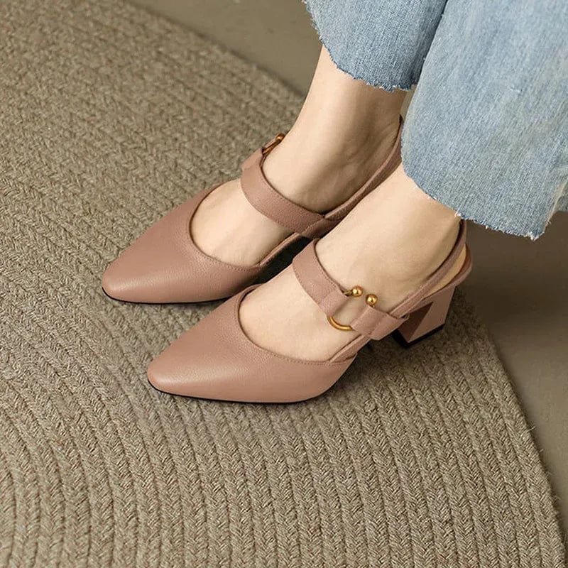 Lysandra - Elegant Leather Slingback Heels