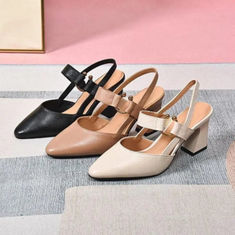 Lysandra - Elegant Leather Slingback Heels