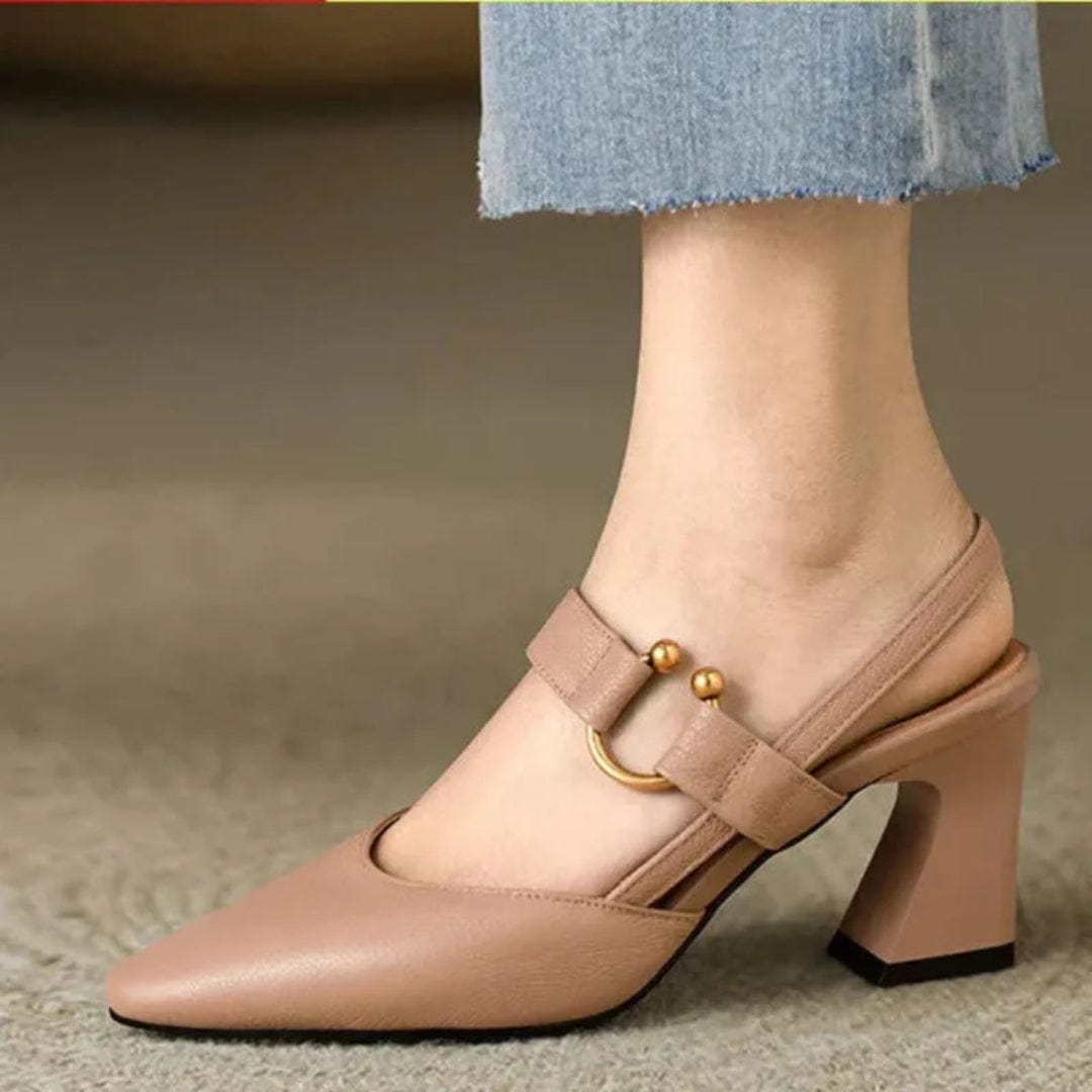 Lysandra - Elegant Leather Slingback Heels