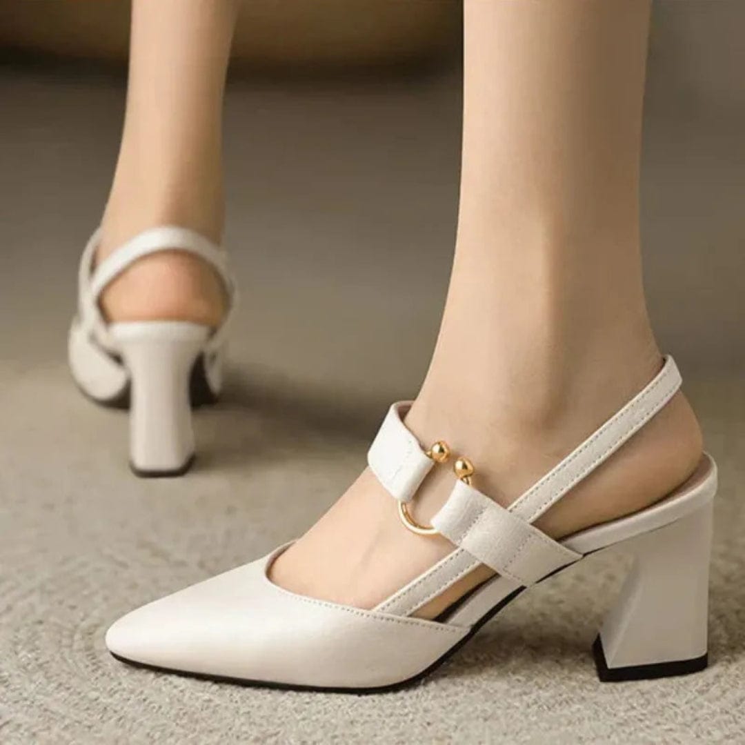 Lysandra - Elegant Leather Slingback Heels