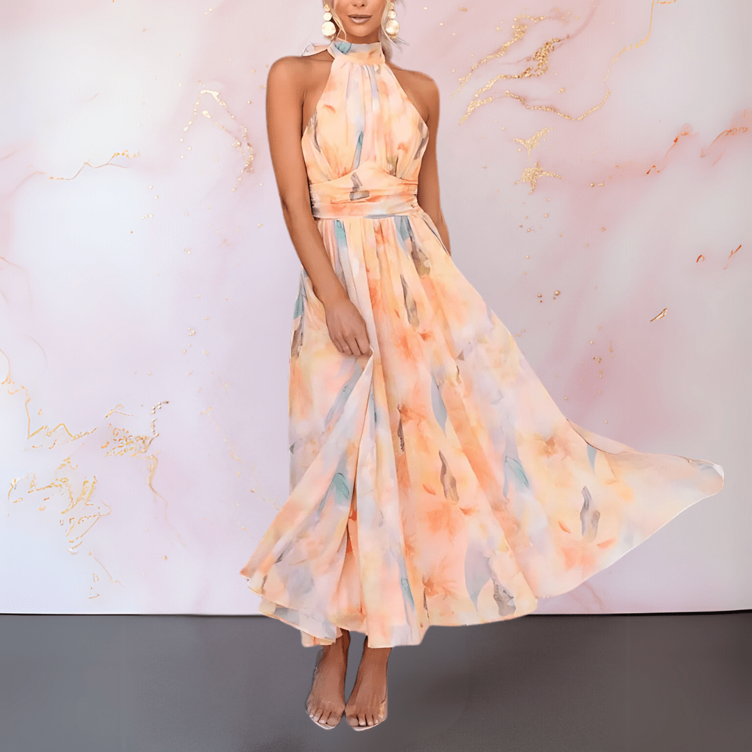 Micah™ Halterneck Watercolour Print Dress