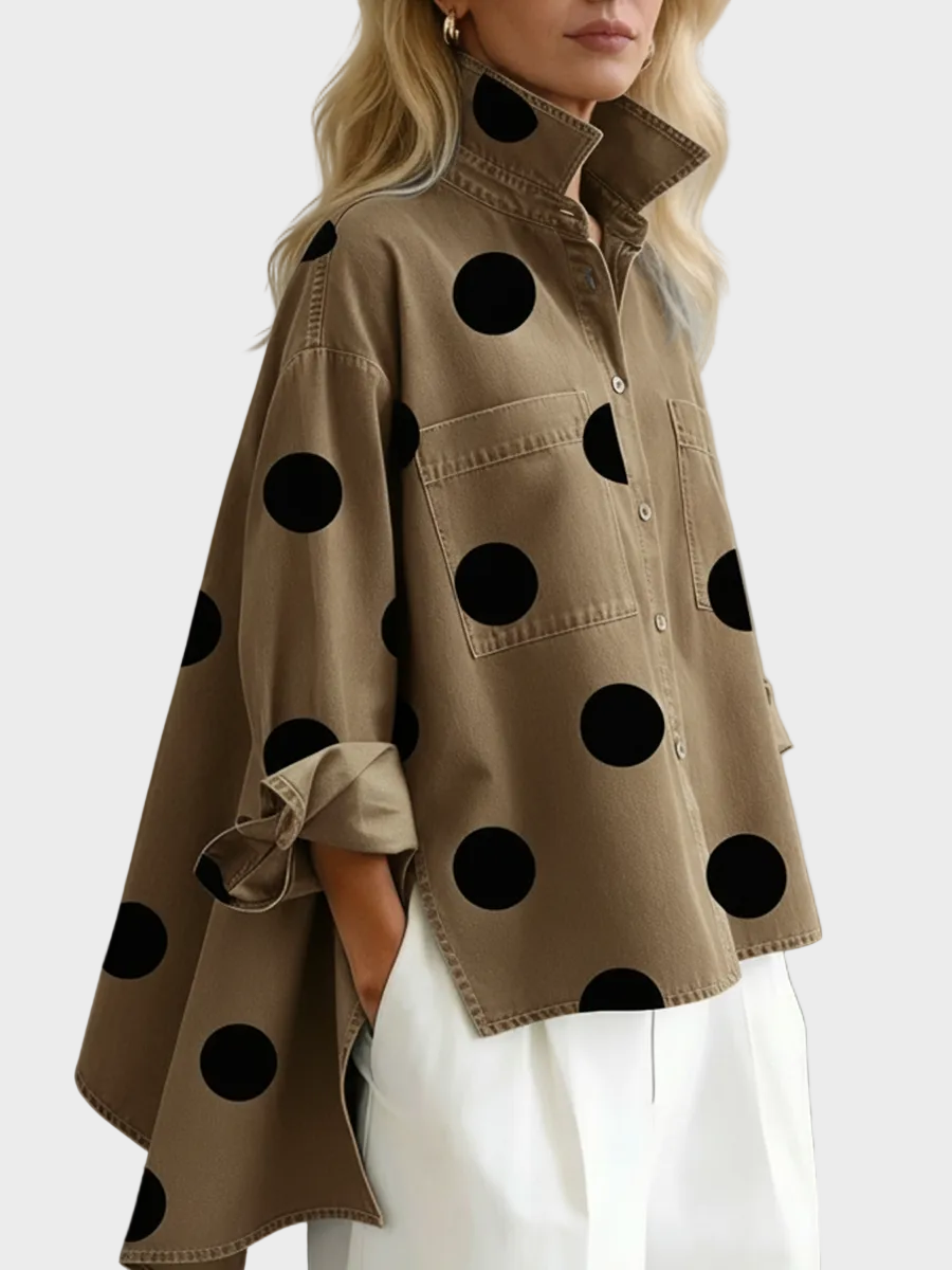 Pollie™ Artistic Polka Dot Denim Top
