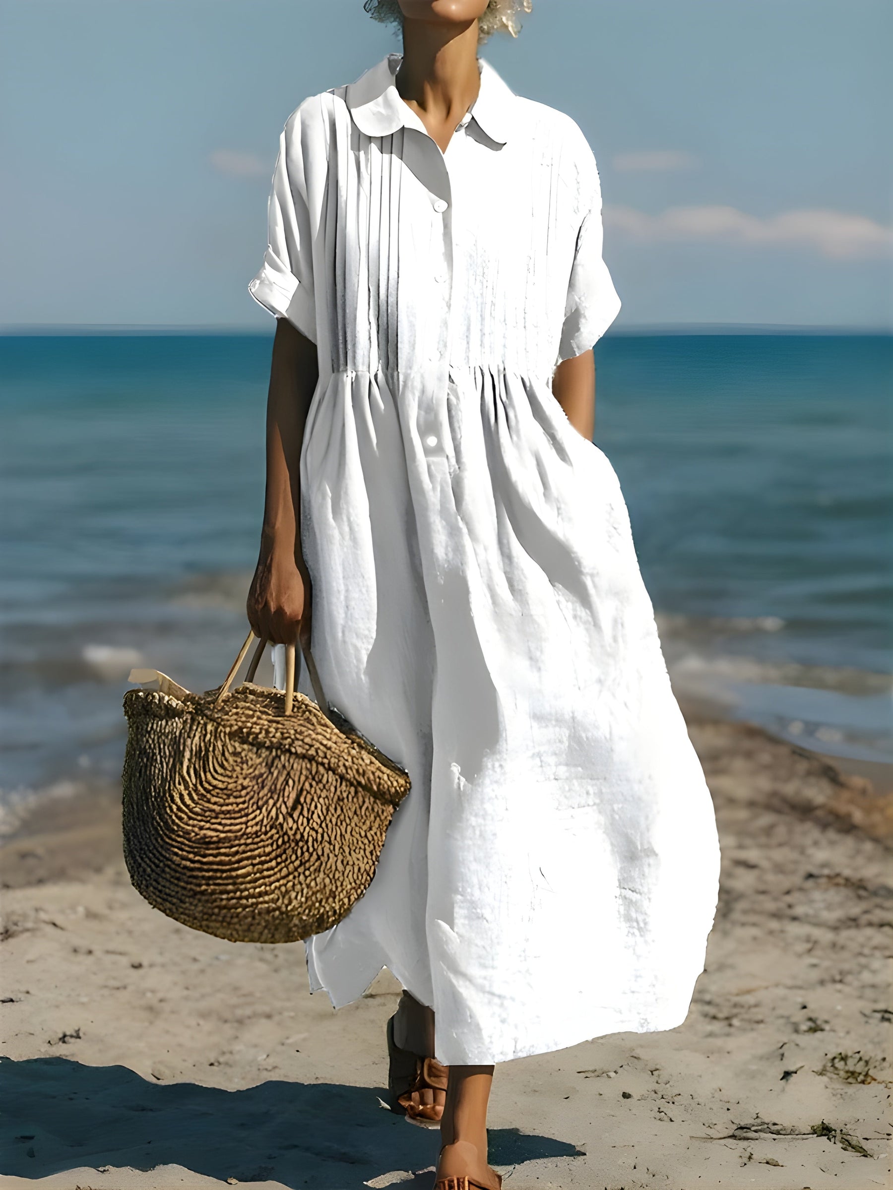 Davina™ Cotton Button Shirt Dress
