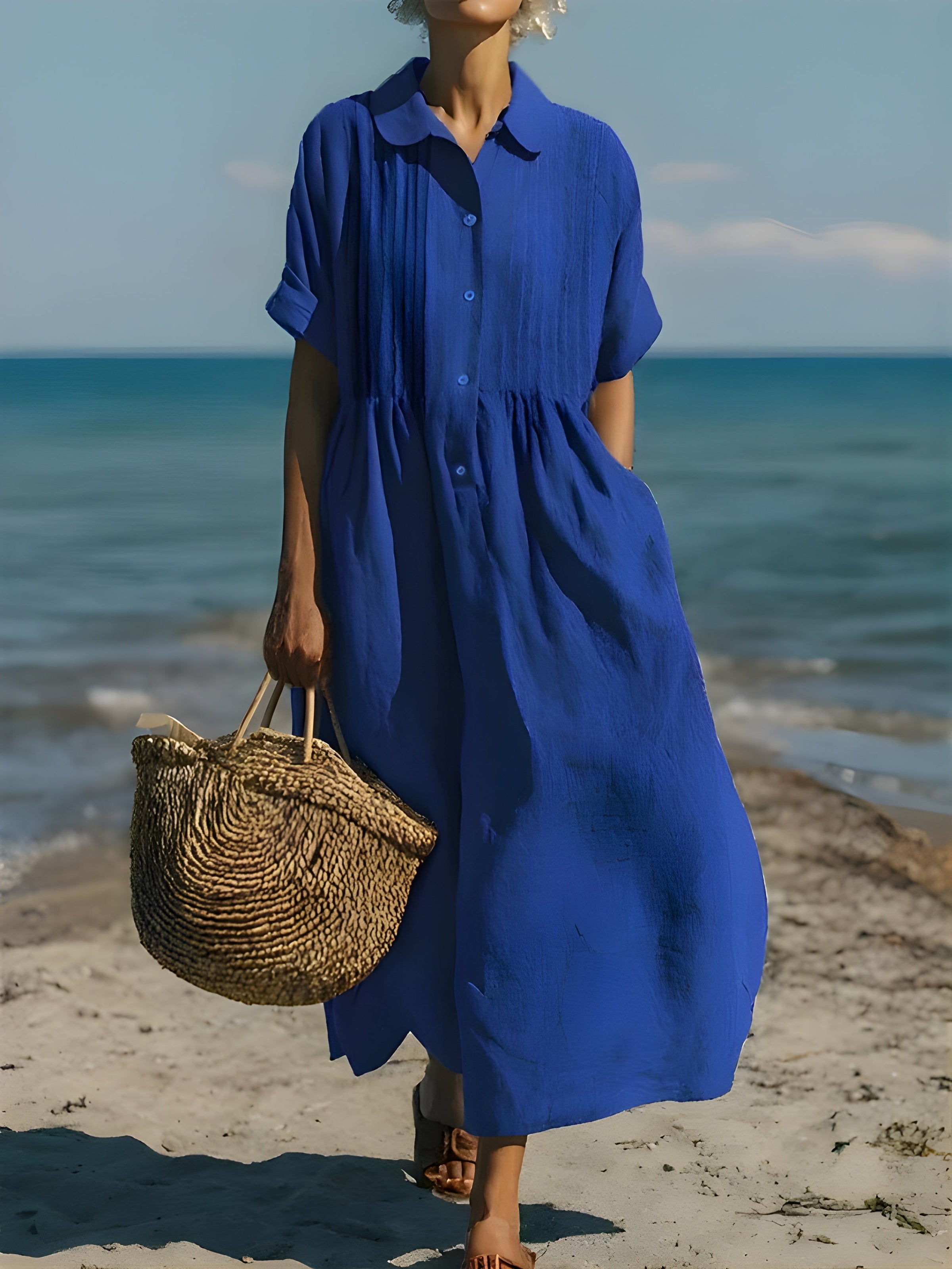 Davina™ Cotton Button Shirt Dress