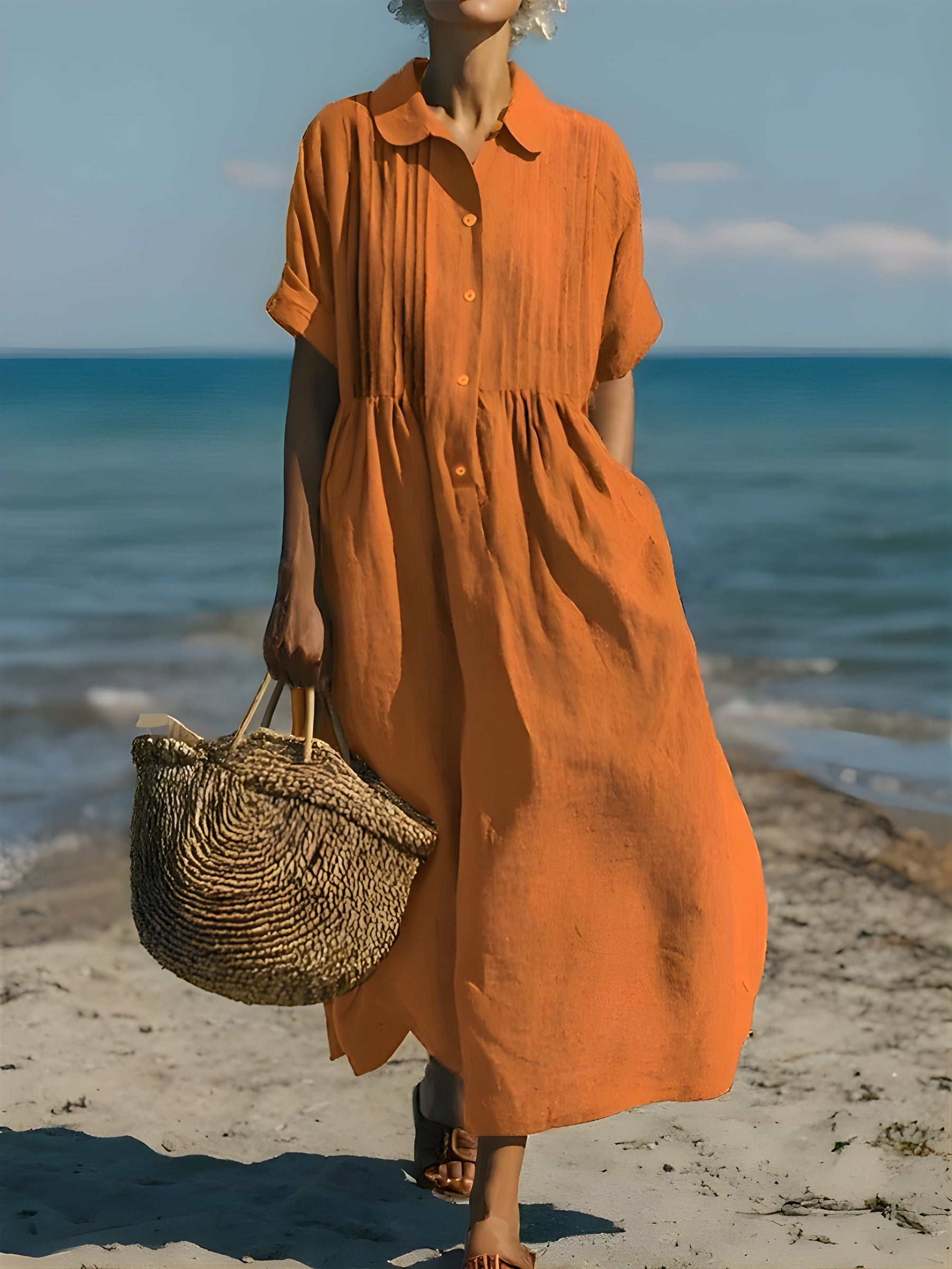 Davina™ Cotton Button Shirt Dress