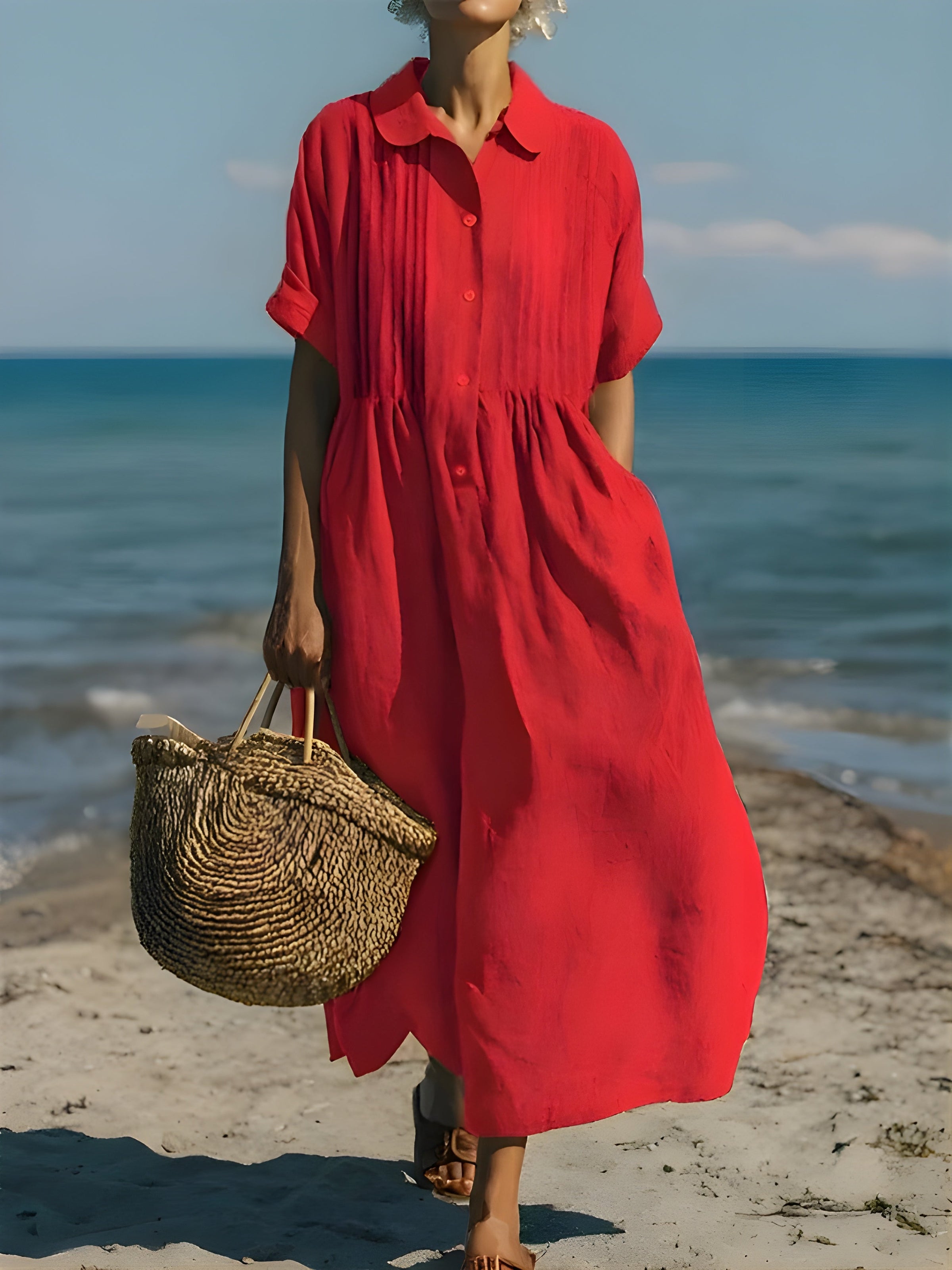 Davina™ Cotton Button Shirt Dress