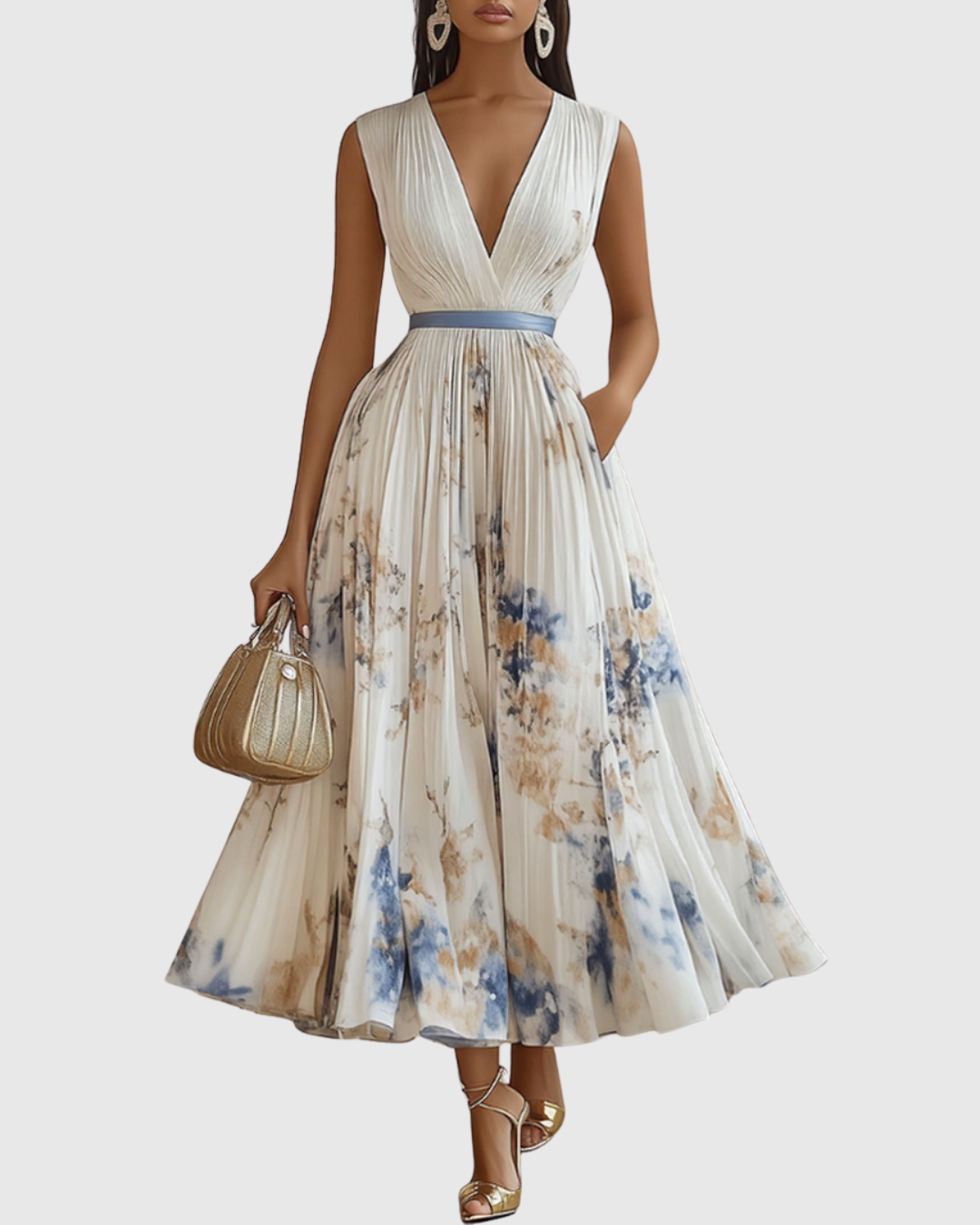 Georgina | V-Neck A-Line Midi Dress