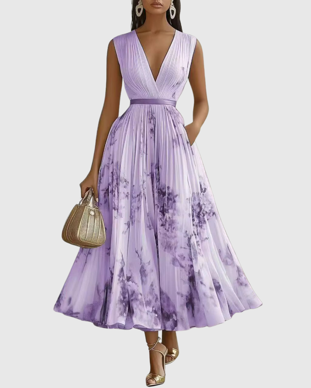 Georgina | V-Neck A-Line Midi Dress